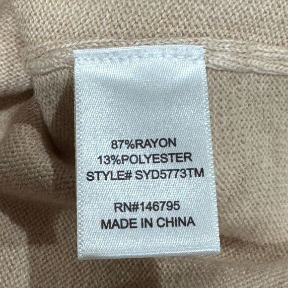 NEW Dee Elly Scalloped Hem Tan Cropped Sweater Women’s Large - Picture 3 of 3